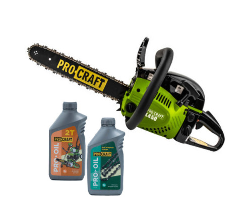 Бензопила ланцюгова PRO-CRAFT К450 + Олива 2T 1л + Олива для ланцюга Procraft 1л