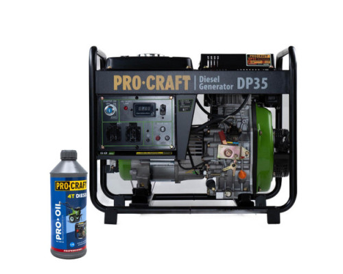 Генератор дизельний PRO-CRAFT DP35 UNIVERSAL + Олива PROCRAFT 4T DIESEL 1.4л