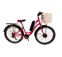Електровелосипед Cross Betty 26" 13" Рожевий-Сірий передній 350W 36V10Ah