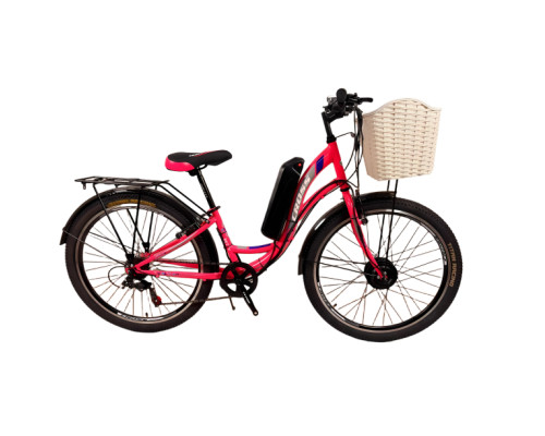 Електровелосипед Cross Betty 26" 13" Рожевий-Сірий передній 350W 36V10Ah