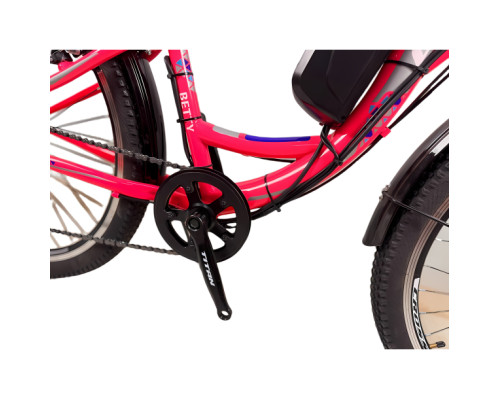 Електровелосипед Cross Betty 26" 13" Рожевий-Сірий передній 350W 36V10Ah