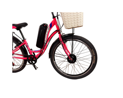 Електровелосипед Cross Betty 26" 13" Рожевий-Сірий передній 350W 36V10Ah