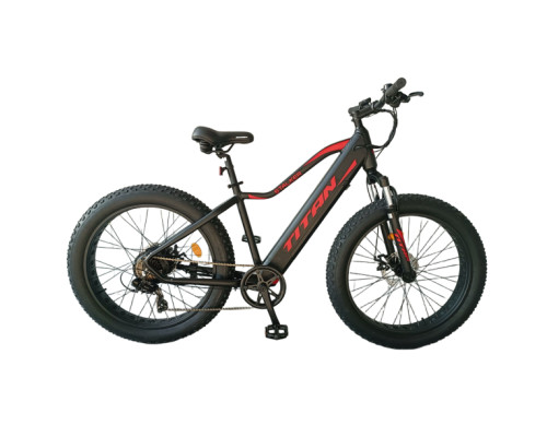 Електровелосипед E-Titan Stalker 26" 18" Чорний-Червоний