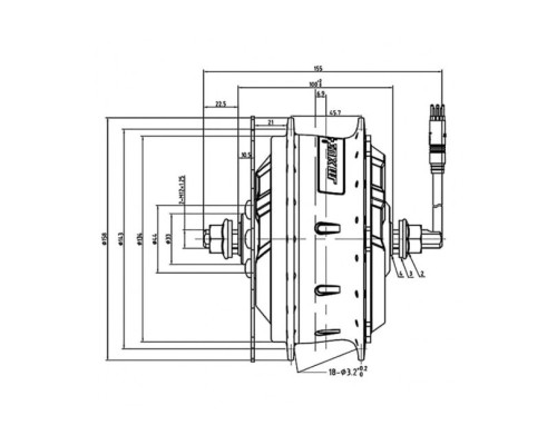 Мотор редукторний MXUS FX-15F 48V 350W для переднього колеса