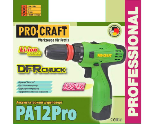 Шурупокрут акумуляторний PRO-CRAFT РА-12 PRO с DFR патроном