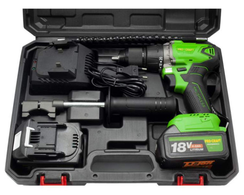 Шуруповерт акумуляторний PRO-CRAFT Industrial РА-18 BL Extra (Металлический корпус редуктора, медная обмотка)