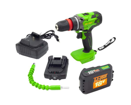 Шуруповерт акумуляторний PRO-CRAFT Industrial РА-18 BL Extra (Металлический корпус редуктора, медная обмотка)