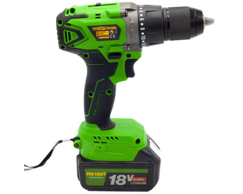 Шуруповерт акумуляторний PRO-CRAFT Industrial РА-18 BL Extra (Металлический корпус редуктора, медная обмотка)