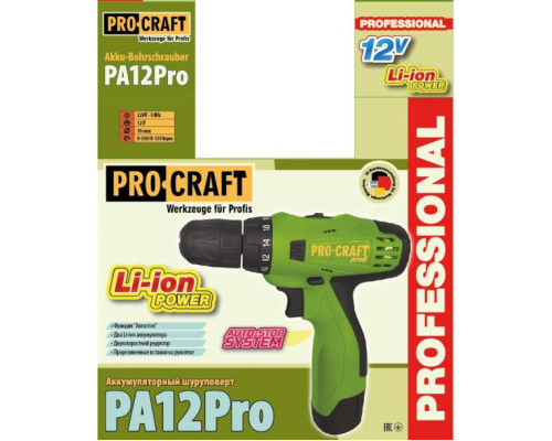 Шурупокрут акумуляторний PRO-CRAFT РА-12PRO, дві батареи