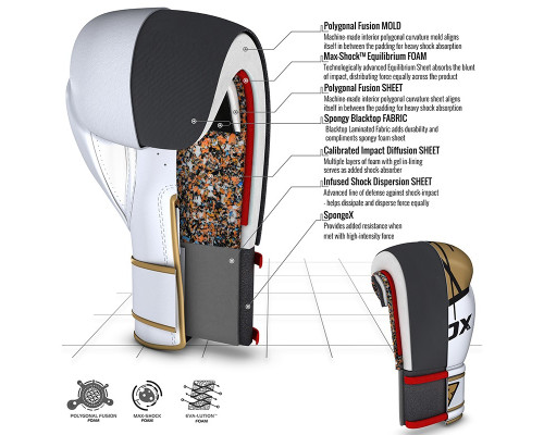 Боксерские перчатки RDX Rex Leather Gold 16 ун.