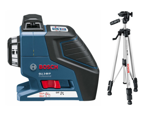 Лінійний лазерний нівелір Bosch GLL 2-80 P Professional + Штатив BS 150 (0601063205)