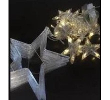 Гирлянда 20LED, 16 пятиконечных звезд + 4 шарика, 2AA батарейный блок