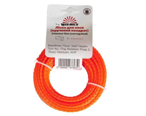 Ліска для тримерів Vitals (кручений квадрат) 3.0mm*15m