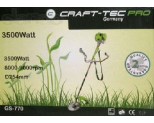 БЕНЗОКОСА CRAFTTEC GC-770 PRO 3500 3500 Вт ДИСК З ПОБЕДИТОМ, 1 ШПУЛЯ, ЛЕГКИЙ ПУСК