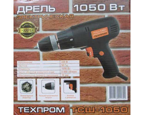 Сетевой шуруповерт Техпром ТСШ-1050 с мелл. Патроном