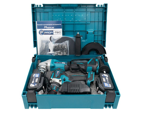 Акумуляторний набір інструментів PROFI-TEC Combo Set 2/3 POWERLine (DGA20BL, DHP485BL) (2×PT2050MP (4.0 Аг), зарядний пристрій)