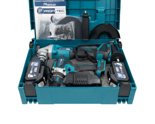 Акумуляторний набір інструментів PROFI-TEC Combo Set 2/3 POWERLine (DGA20BL, DHP485BL) (2×PT2050MP (4.0 Аг), зарядний пристрій)