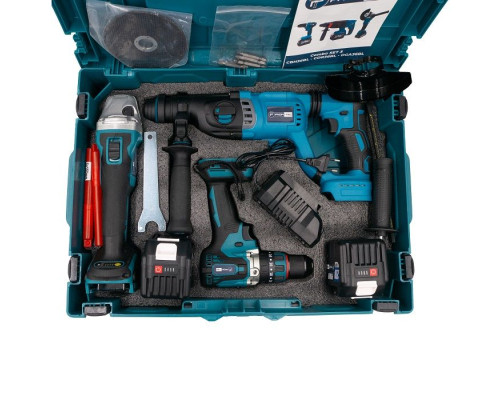 Акумуляторний набір інструментів PROFI-TEC Combo Set 3/2 POWERLine (PBH201BL, DHP485BL, DGA20BL) (2×PT2060HE (6.0 Аг), зарядний пристрій)