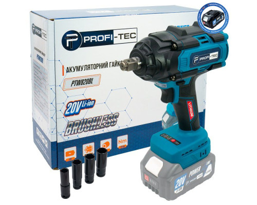 Акумуляторний гайковерт PROFI-TEC PTW820BL POWERLine (без акумулятора та зарядного пристрою)