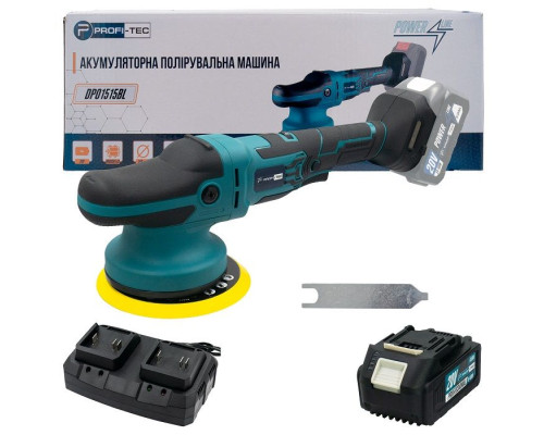 Акумуляторна ексцентрикова полірувальна машина PROFI-TEC DPO1515BL POWERLine (1×PT2040EP (4.0 Аг), зарядний пристрій)