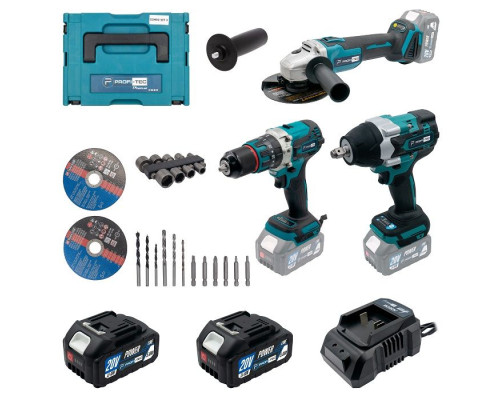 Акумуляторний набір інструментів PROFI-TEC Combo Set 3/3 POWERLine (DHP485BL, DGA20BL, DTW800BL) (2×PT2050MP (4.0 Аг), зарядний пристрій)