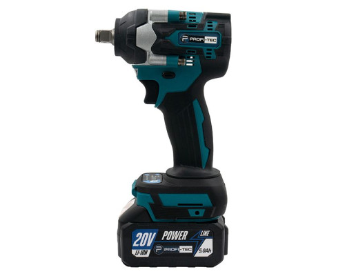 Акумуляторний гайковерт PROFI-TEC DTW500BL POWERLine (2×PT2050MP (4.0 Аг), зарядний пристрій)