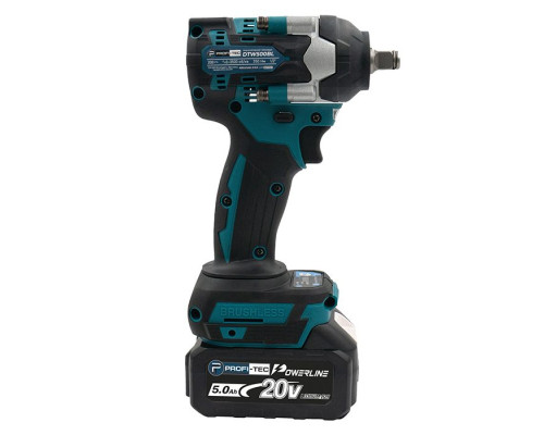Акумуляторний гайковерт PROFI-TEC DTW500BL POWERLine (2×PT2050 (4.0 Аг), зарядний пристрій)