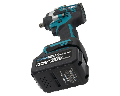 Акумуляторний гайковерт PROFI-TEC DTW500BL POWERLine (2×PT2050 (4.0 Аг), зарядний пристрій)