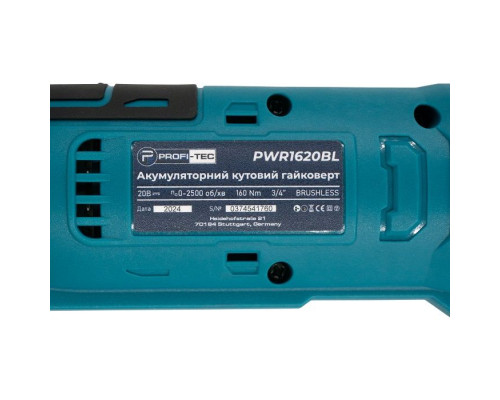 Акумуляторний кутовий гайковерт PROFI-TEC PWR1620BL POWERLine (без акумулятора та зарядного пристрою)